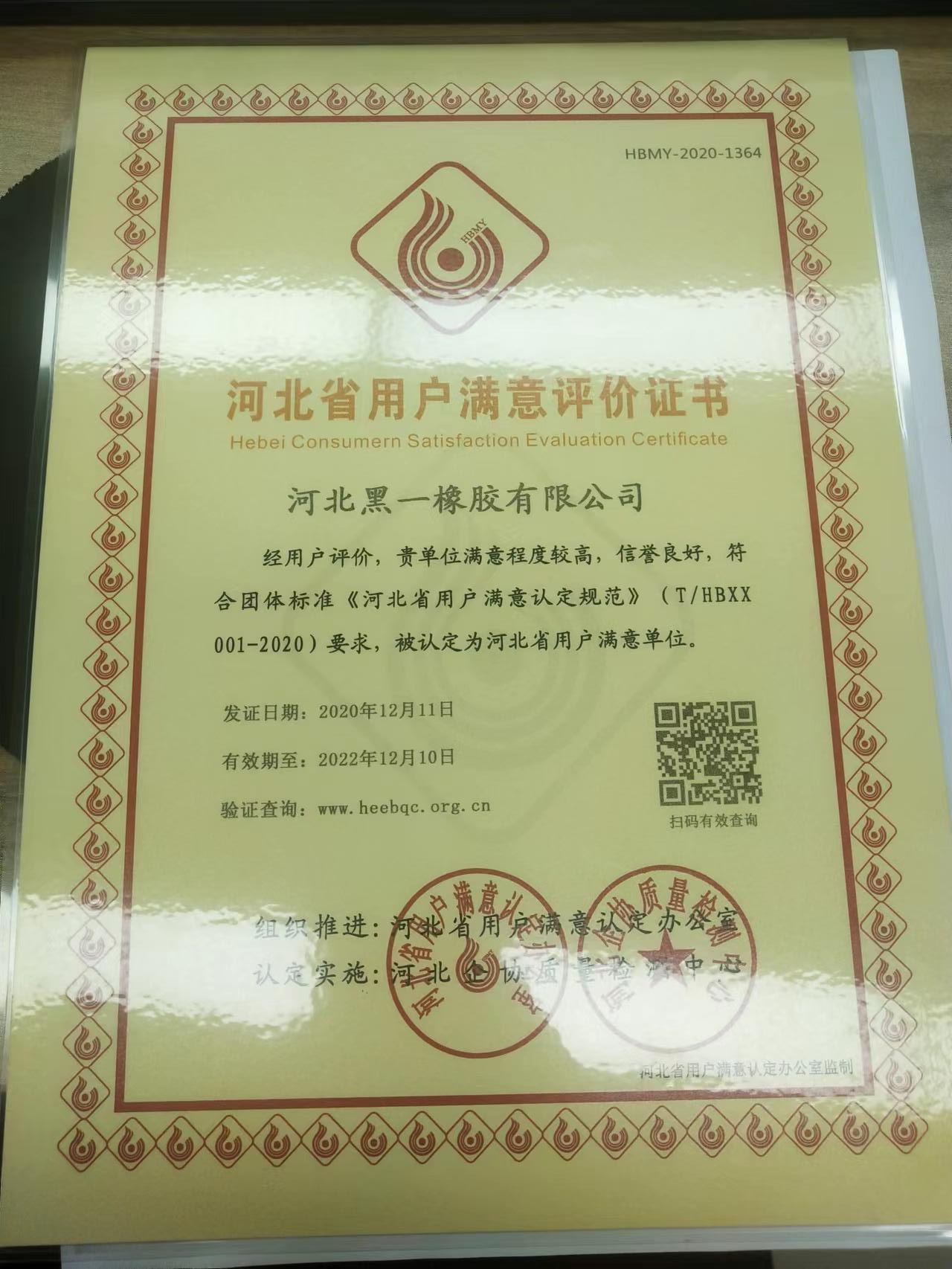 Hebei Heiyi Rubber Co., Ltd. was rated as a customer satisfied enterprise